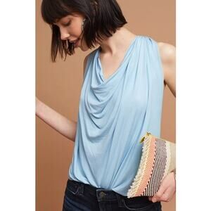 Michael Stars NWOT Anthropologie Light Blue Draped Cowl Halter Tank Top Small